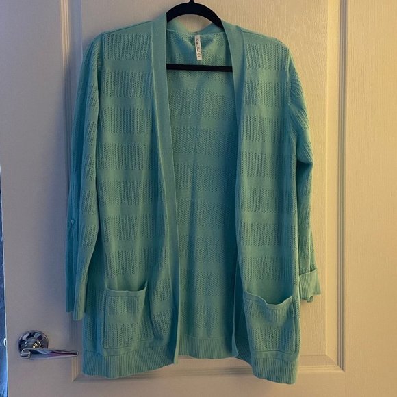 Leo & Nicole Sweaters - 💎CARDIGAN - OPEN FRONT SPRING GREEN - ANY 2 FOR $12 - EUC - XL